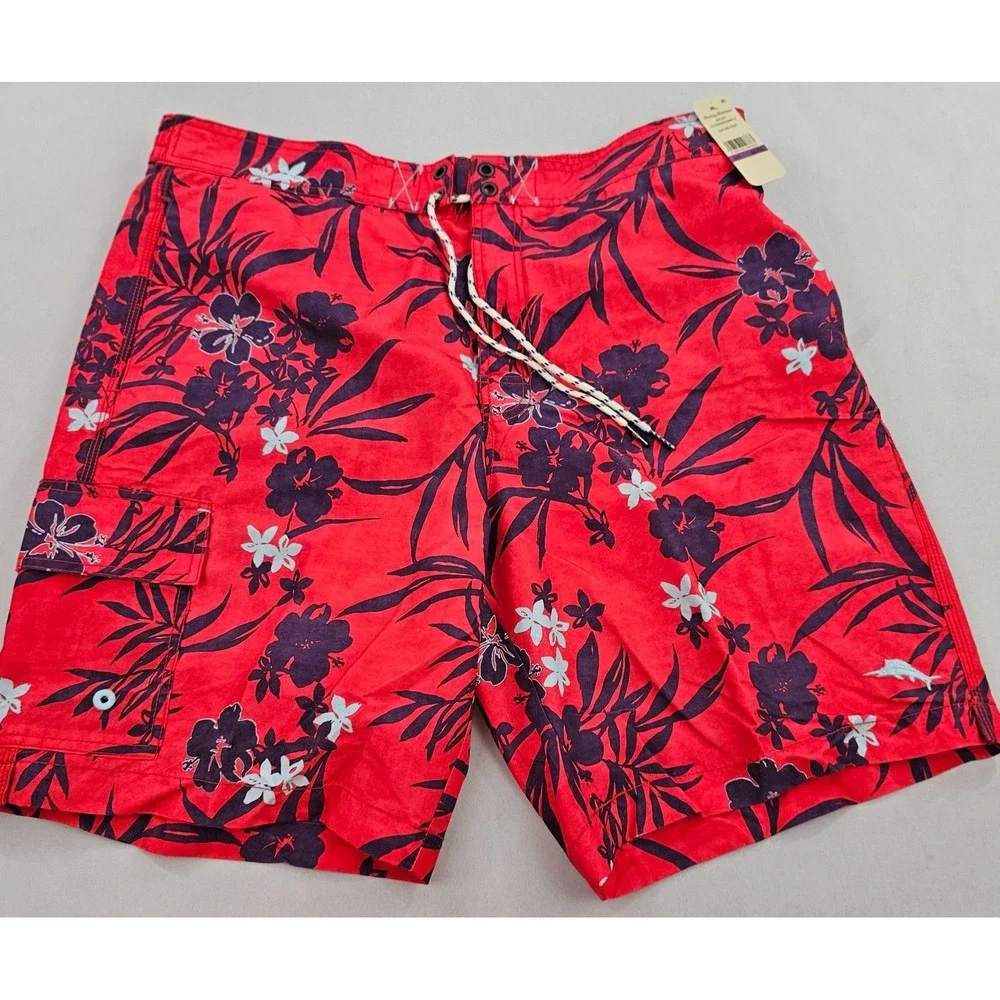 Tommy Bahama Relax trunks swimwear mens XXL 2XL pockets red ATR914571 floral
